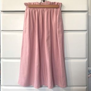 🎒Pink Midi Skirt With Paper Bag Waist
